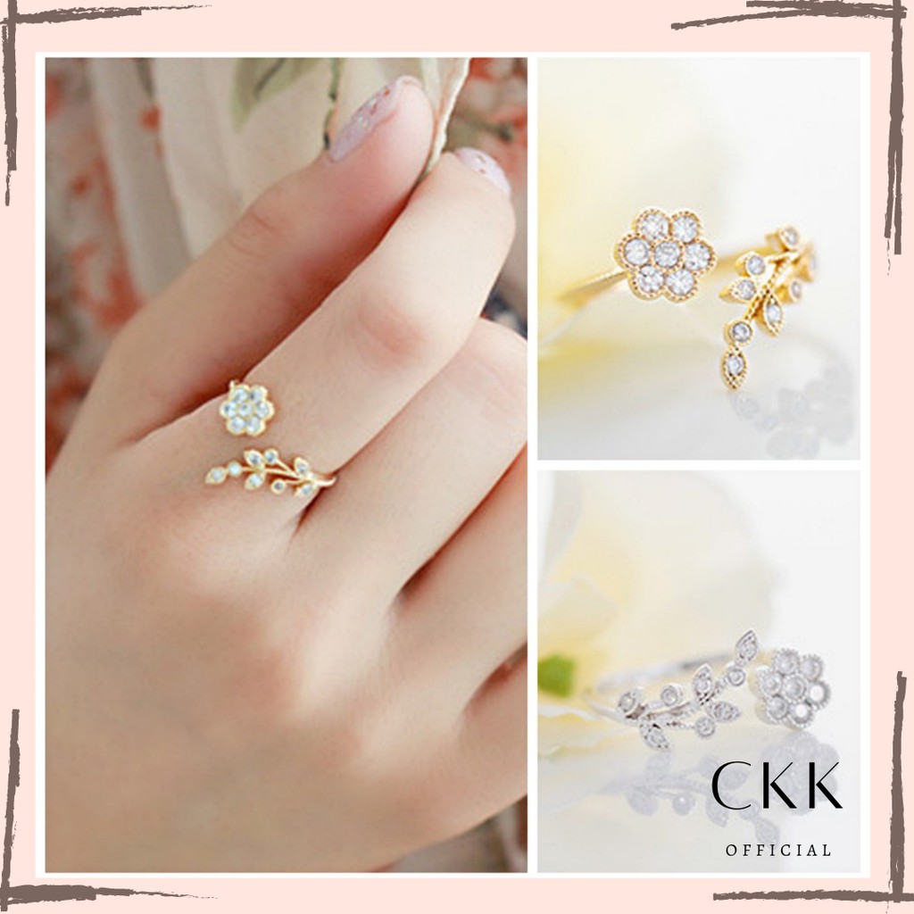 ➰CKK➰ Cincin BungaDaun FA44 Import Accsesories Wanita Gaya