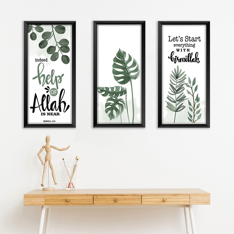 DAPAT 3 Hiasan dinding kamar pajangan wall decor rumah quotes islami tropical daun Poster aesthetic