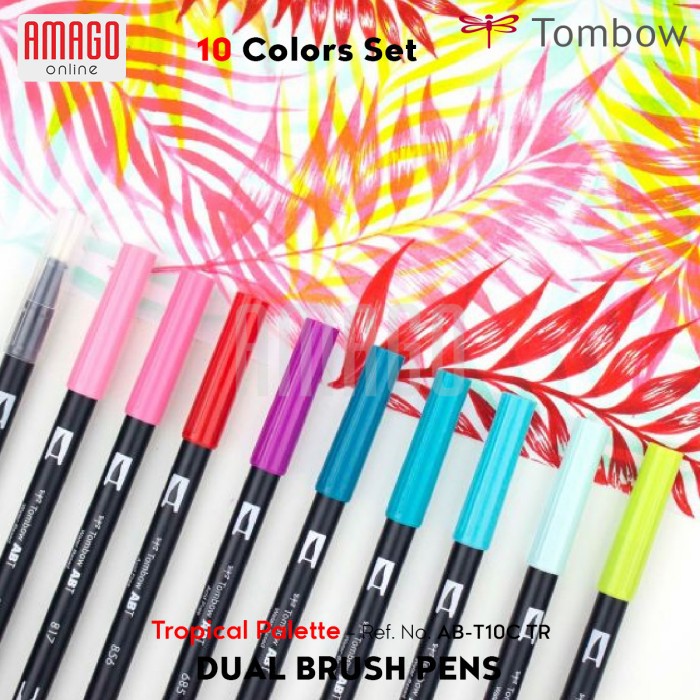 TOMBOW Dual Brush Pens - TROPICAL Palette of 10 colors - AB-T10C TR