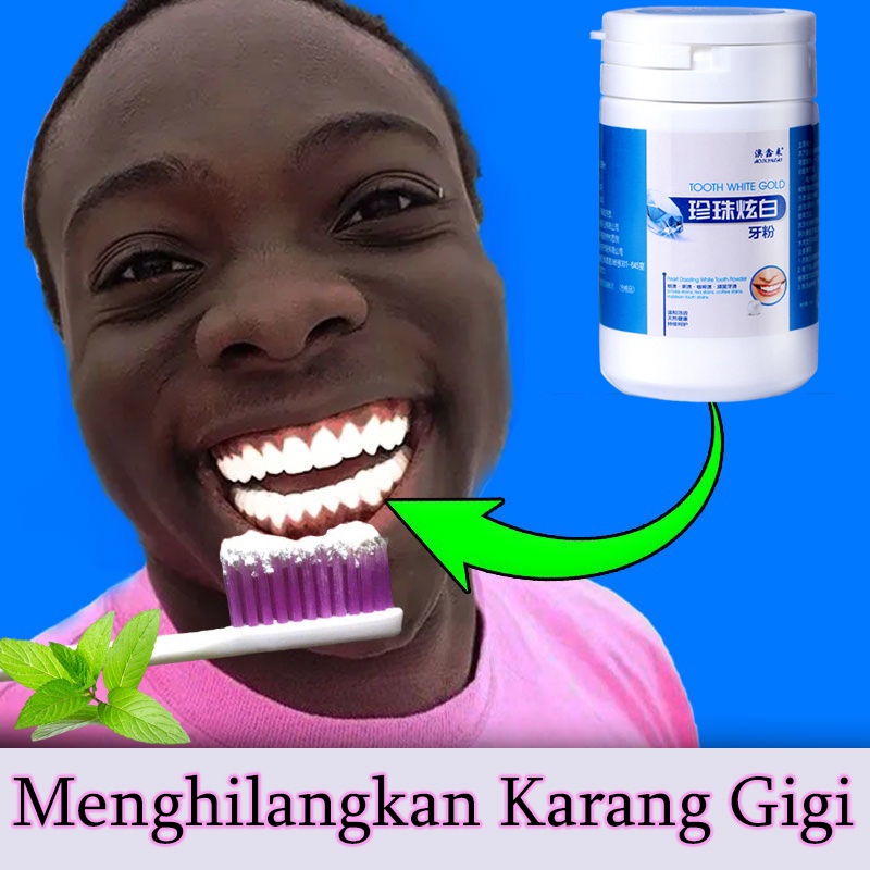 Bedak Pemutih Pembersih Gigi kuning Teeth whitening Pemutih gigi dan penghilang karang gigi 50g  Mencegah Kerusakan Gigi Menghilangkan Karang Gigi