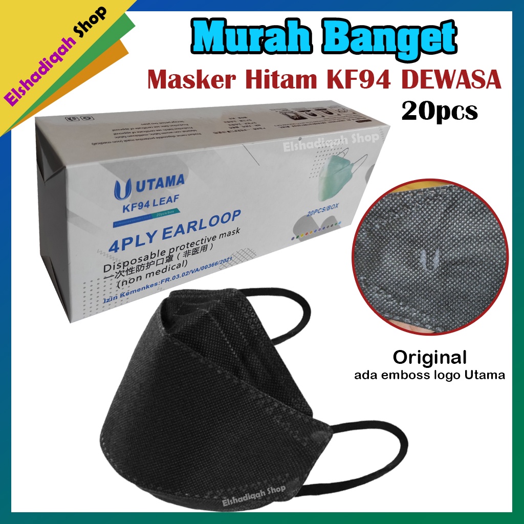 Masker Hitam UTAMA Dewasa KF94 Black face mask KF 94 Masker wajah