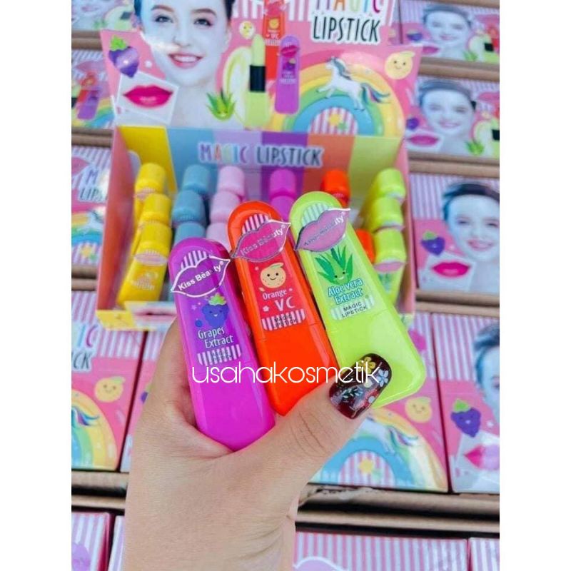 ECER BEST SELLER!! LIP BALM KISS BEAUTY MAGIC LIPSTIK FRUIT NO. 35794