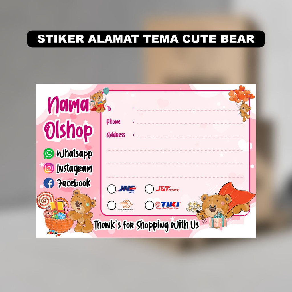 

Stiker Alamat Pengiriman Tema Cute Bear bisa di custom