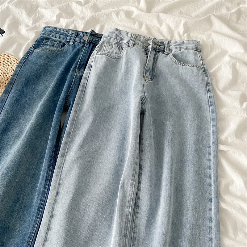 Vintage Klasik Highwaist Straight Loose Celana Jeans Panjang Wanita/Celana Kulot Jeans Kulot