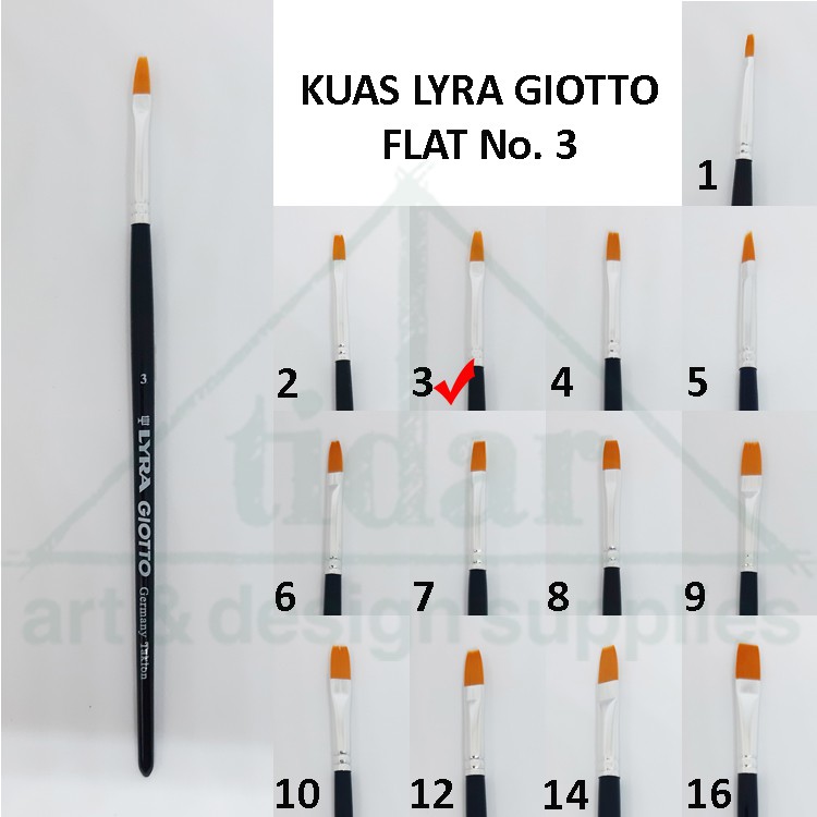 

Lyra Giotto Artist Flat Brush No. 3 - Kuas Lukis Taklon Lira Gepeng / Datar