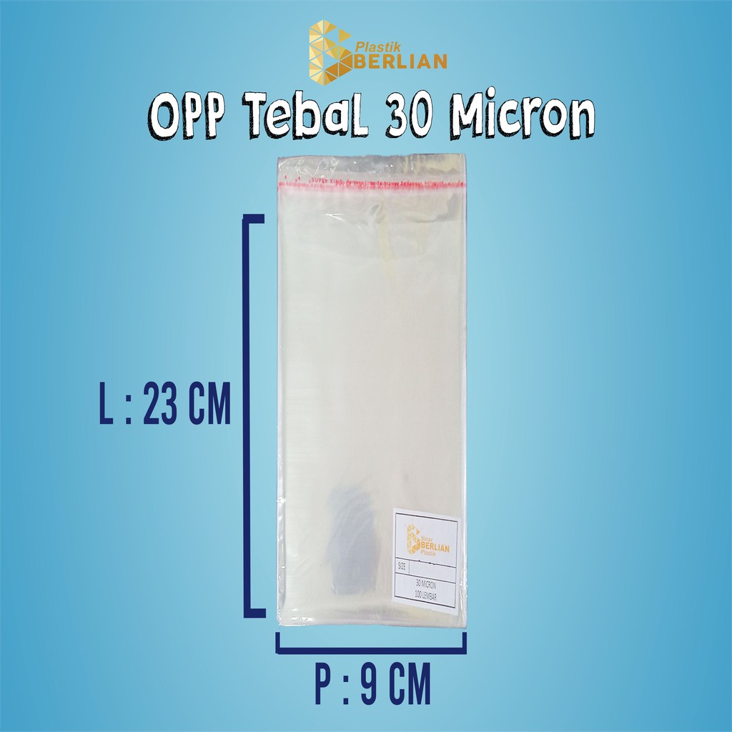 

9 X 23 cm Plastik OPP TEBAL 30 MICRON (100 lbr)