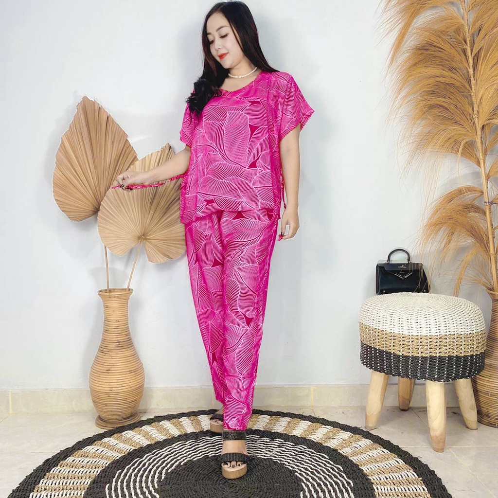 Daster Babydoll Panjang Bali-SET DAUN LEBAR MARON