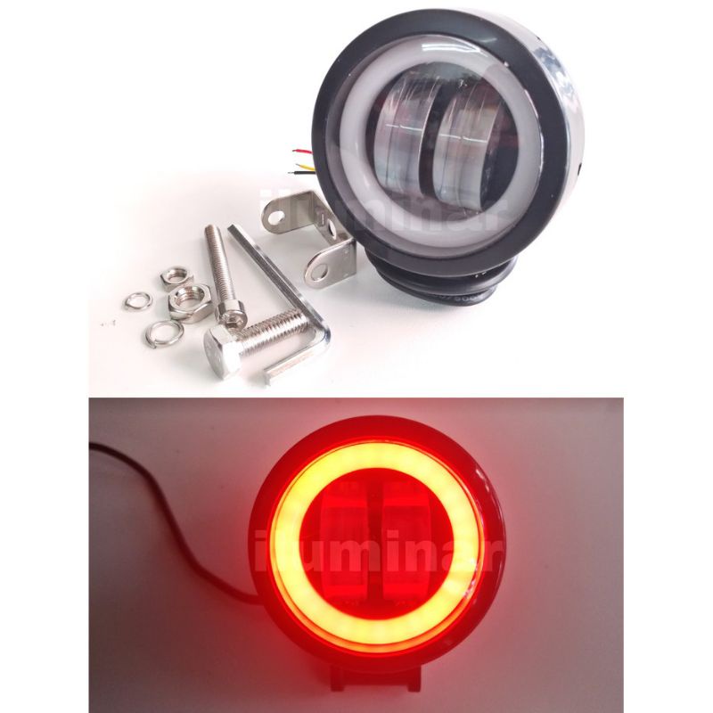 LAMPU TEMBAK CWL 2 MATA LENSA D4/LAMPU FOGLAMP AE MERAH