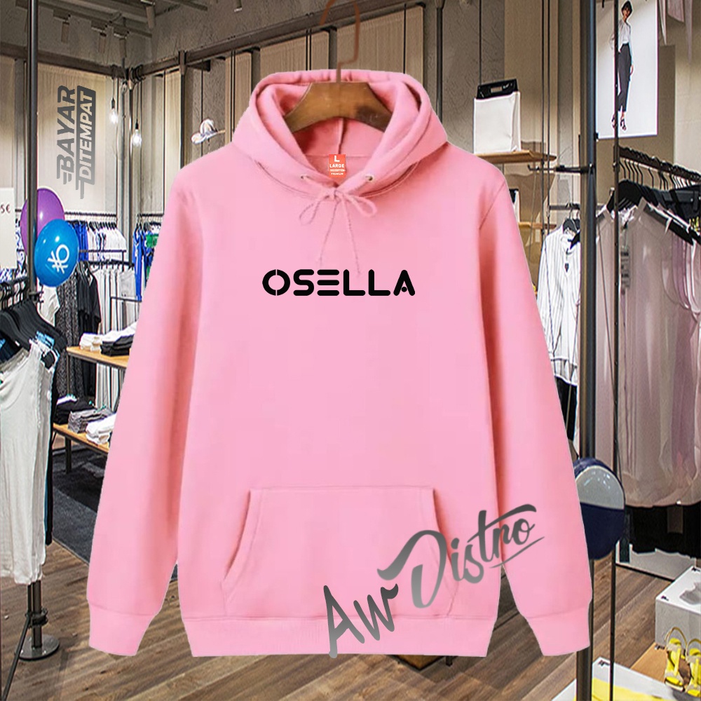 COD Hoodie Distro Osella Black Premium Quality Sweater Tulisan Jaket Kata-Kata Hoodie Sablon