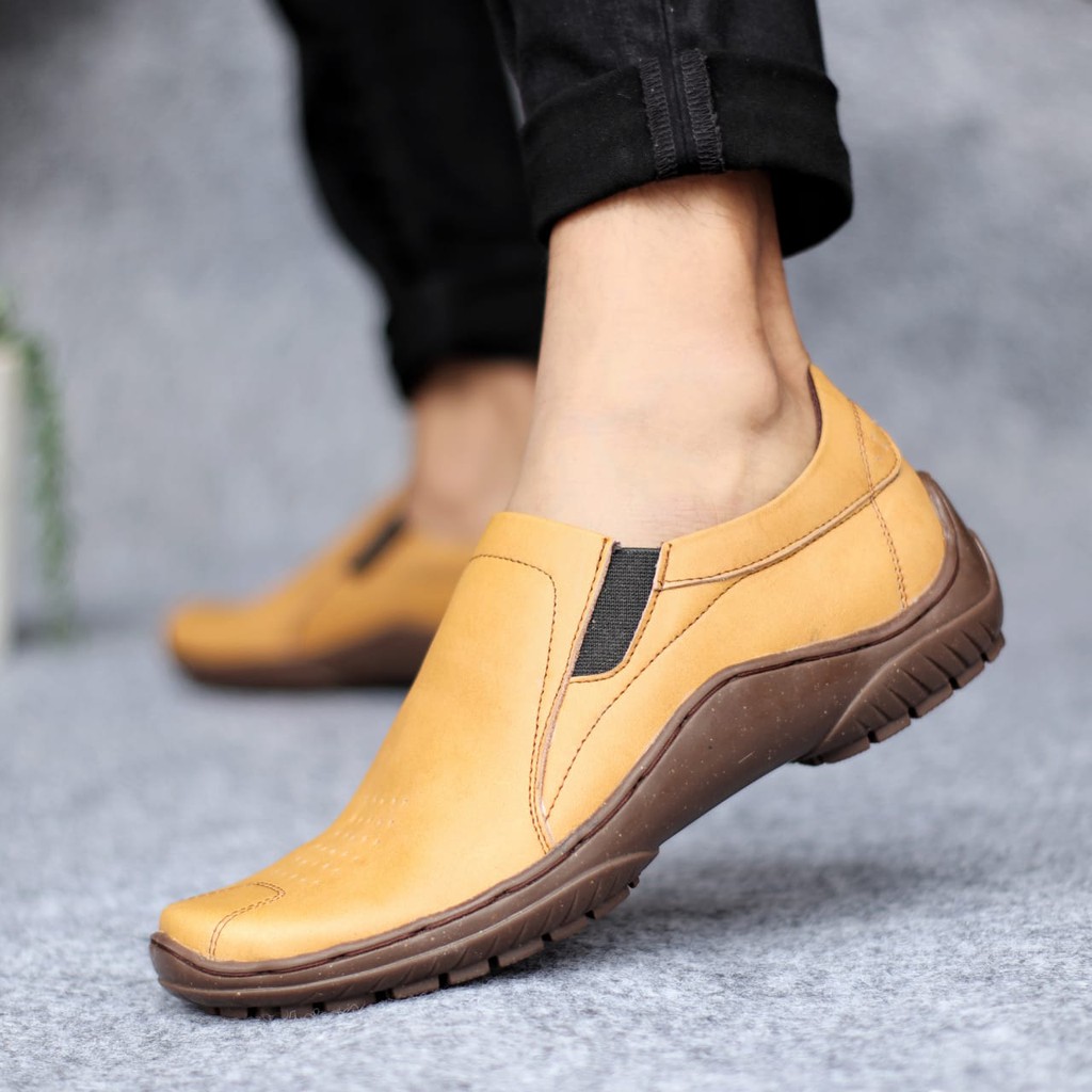 GRNDBL X BADIL Sepatu Slip On Casual Slop Selop Kasual Semi formal Cowok / Cowo Kerja Kulit Asli Pria