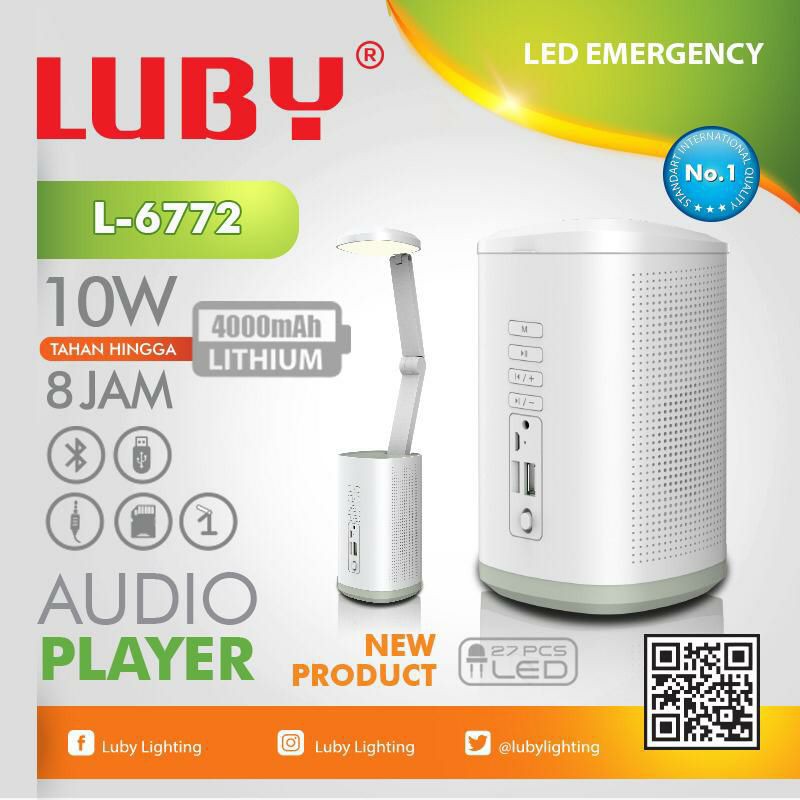 lampu belajar / lampu emergency + speker bluetooth luby L 6722