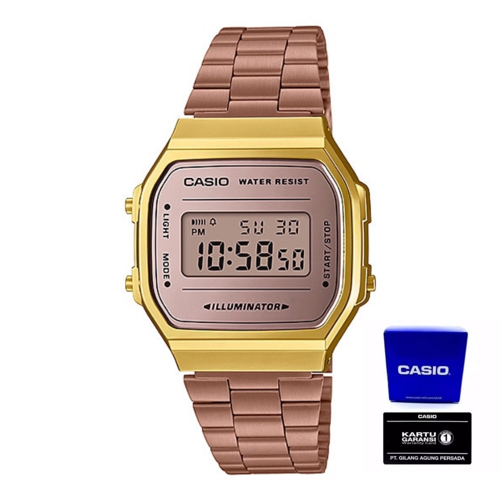 Casio Unisex A168WECM-5DF Jam Tangan Unisex Casio Original Digital Stainless Steel Strap