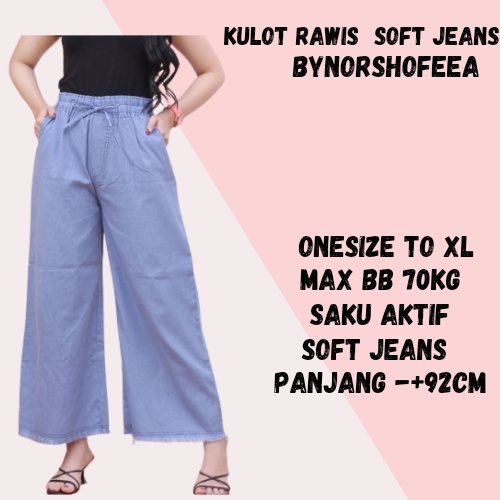 Kulot Rawis soft jeans by Norshofeea / Celana Panjang Soft Jeans Kulot