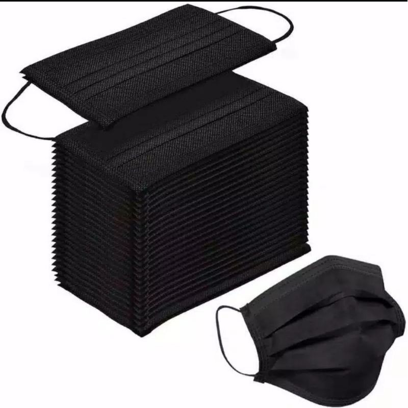MASKER HITAM 3PLY (1PCS) -Masker medis hitam