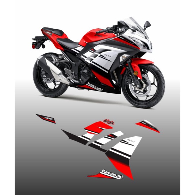 Stiker Striping Ninja 250 fi se List merah putih / STIKER KAWASAKI NINJA FI 250