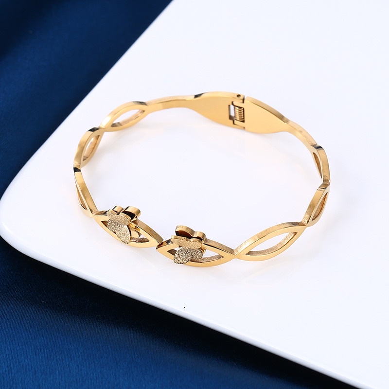 Gelang bangle dua kupu pasir gelombang titanium anti karat