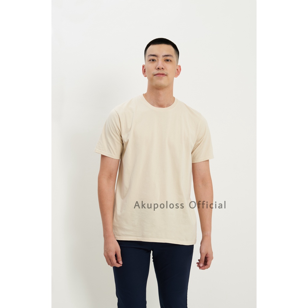 Akupoloss kaos polos pria lengan pendek Cream