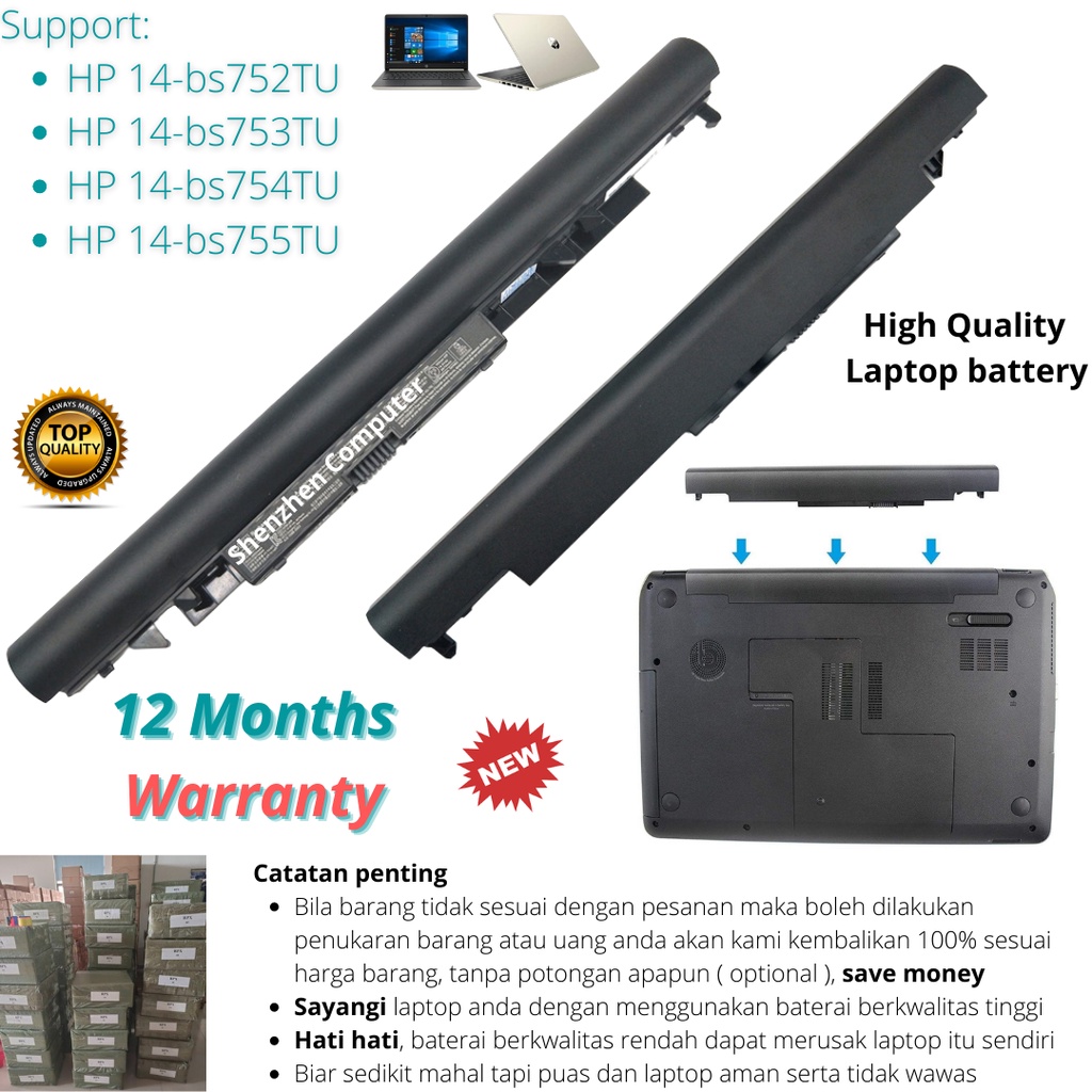 Baterai laptop HP 14-bs754tu 14-bs752tu 14-bs753tu 14-bs755tu JC04 battery original