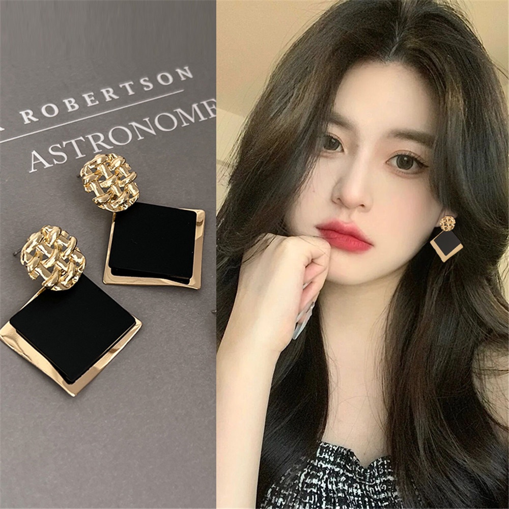 Anting Tusuk Gantung Bahan Sterling Silver 925 Desain Geometri Gaya Perancisretrotrendy Untuk Wanita