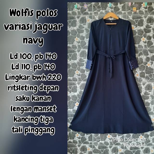[New Release] Gamis Wolfis polos grade A variasi Lengan Jaguar glitter