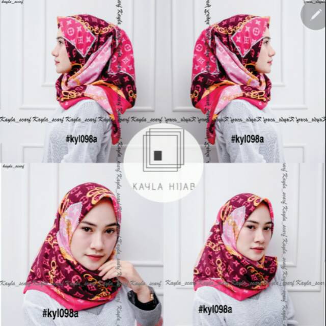HIJAB SEGI EMPAT VOAL MOTIF ELVAII RANTAI PINK FANTA