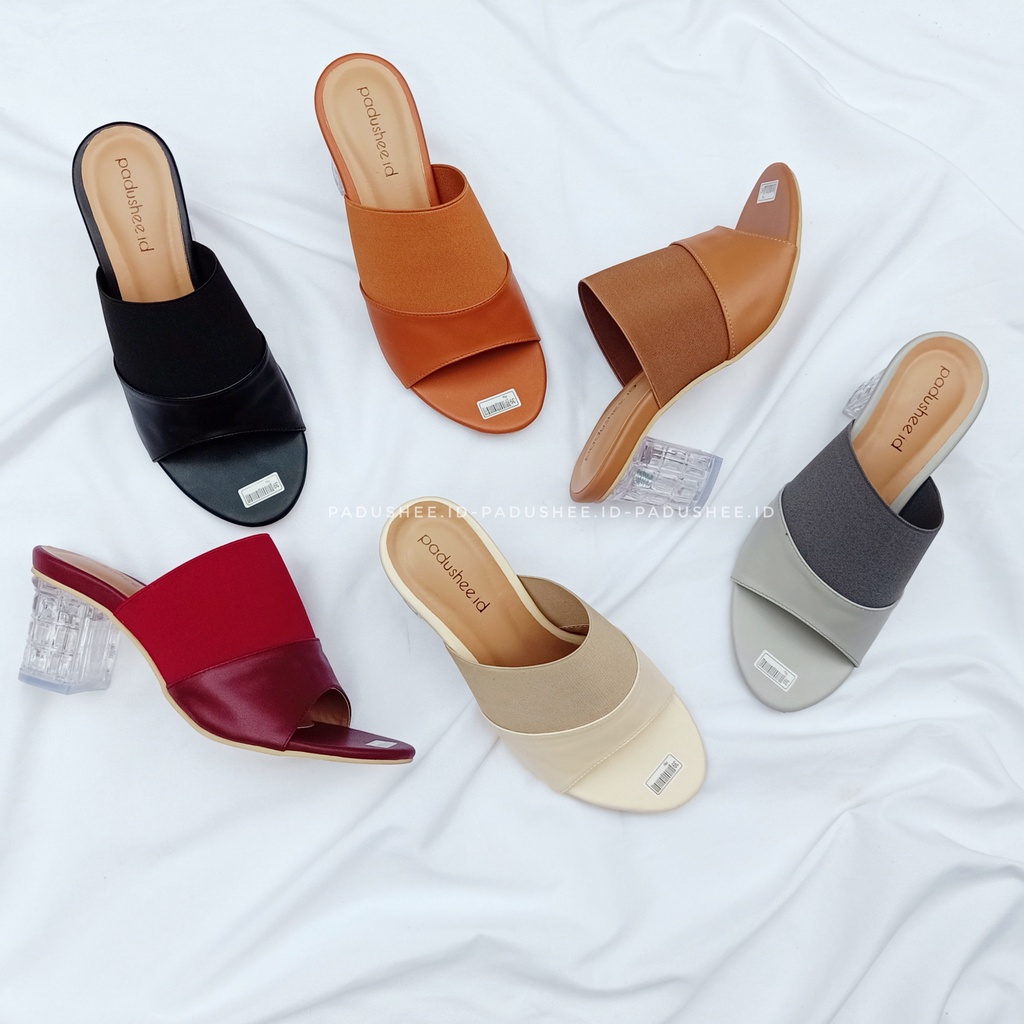 Padushee.id - sandal wanita || CASANDRA || heels kaca 5 cm