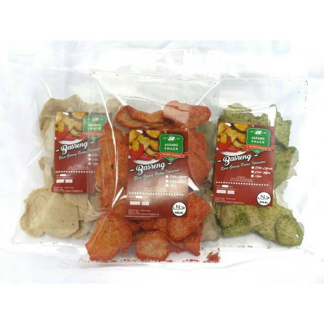 BASRENG PEDAS / BASO GORENG PEDAS MURAH 100 gram  3 RASA AUFARO SNACK IKAN TENGGIRI KERIPIK BASRENG