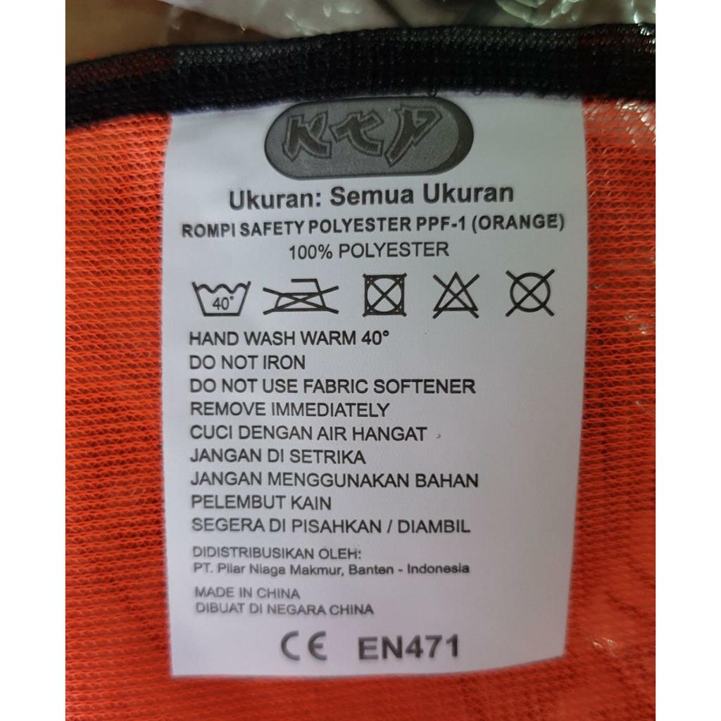 Rompi Pengaman KTP Polyester ORANGE Garis - Safety Vest Rompi Proyek Rompi Parkir Rompi Tambang