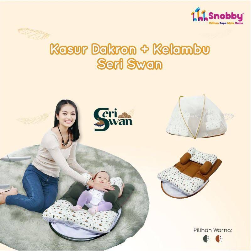 Snooby kasur lipat kolam+kelambu swan series