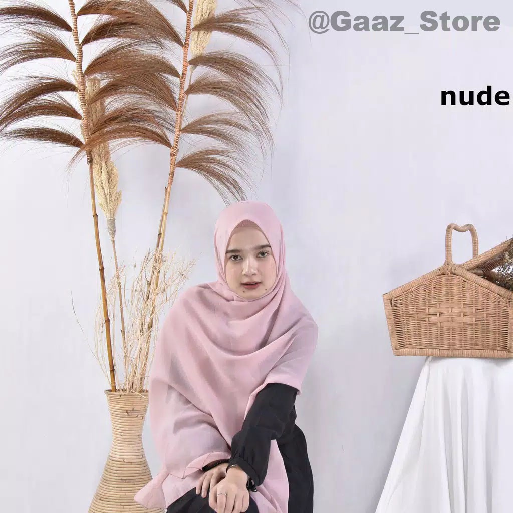BELLA PASHMINA POLOS BAHAN POLYCOTTON HIJAB KERUDUNG JILBAB MURAH PREMIUM 75x180cm-Nude
