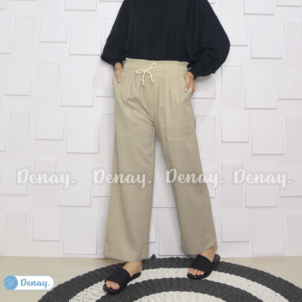 Tokodenay - Celana Panjang Wanita - Kulot Orla Linen Import Premium