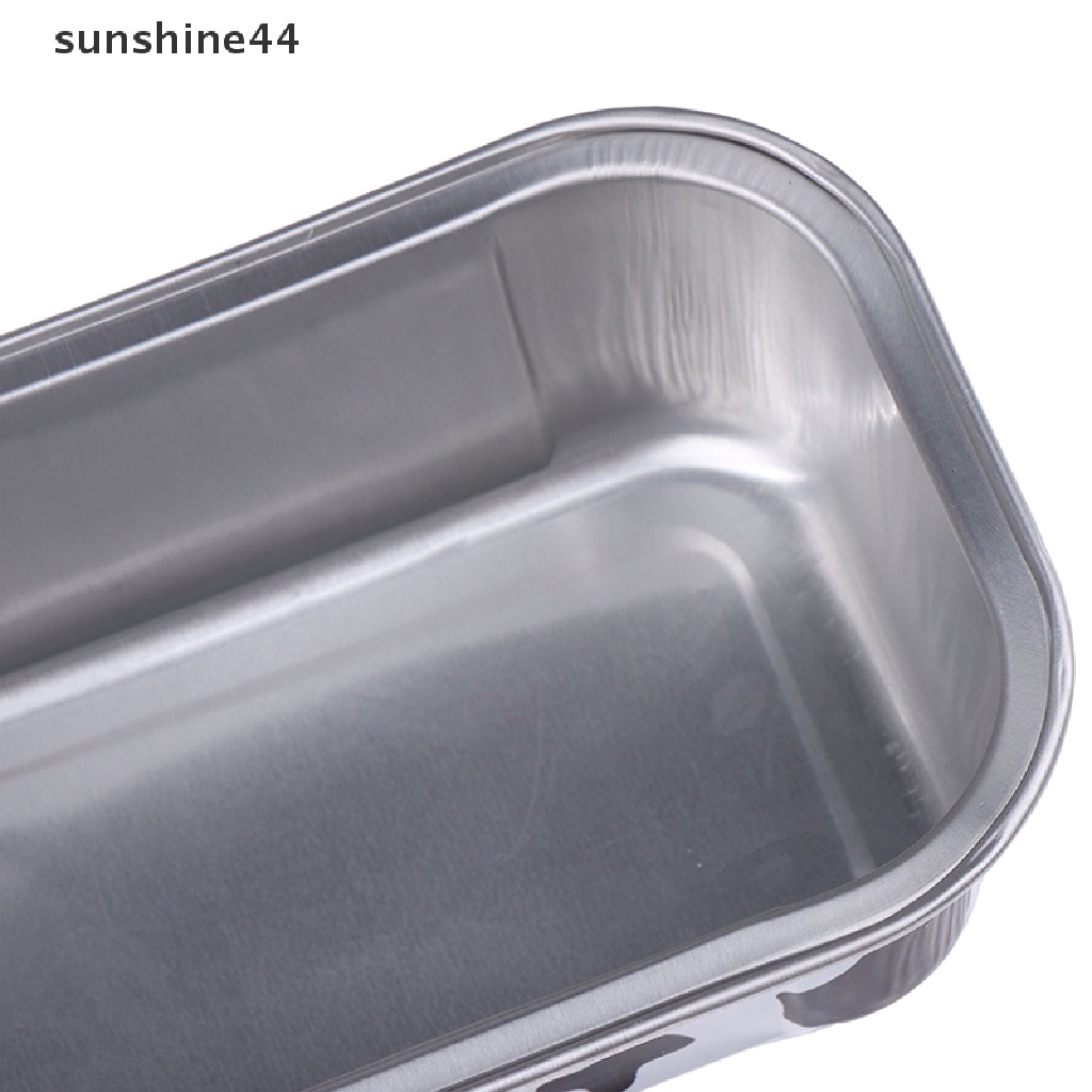 Sunshine 10Pcs Cetakan Kue Bentuk Persegi Panjang Bahan Aluminum Foil Dengan Tutup