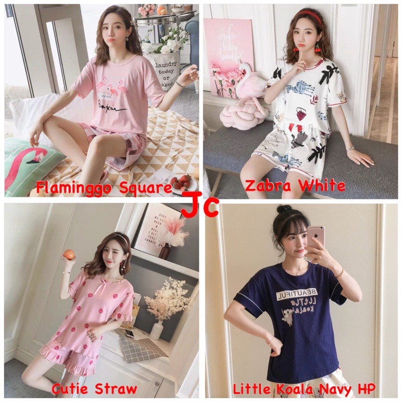 (RESTOCK 20 MOTIF) JC PIYAMA HOT PANT / stelan hp import / Stelan tidur import / stelan import murah