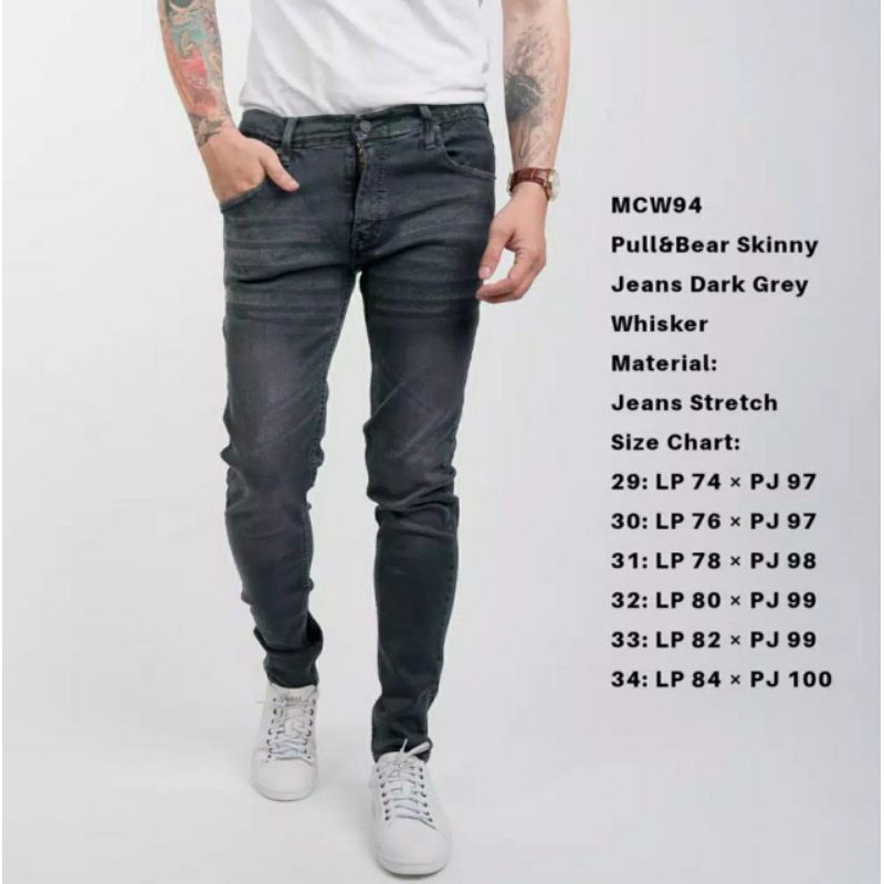 Skinny Jeans Pull & Bear Dark Grey Whisker