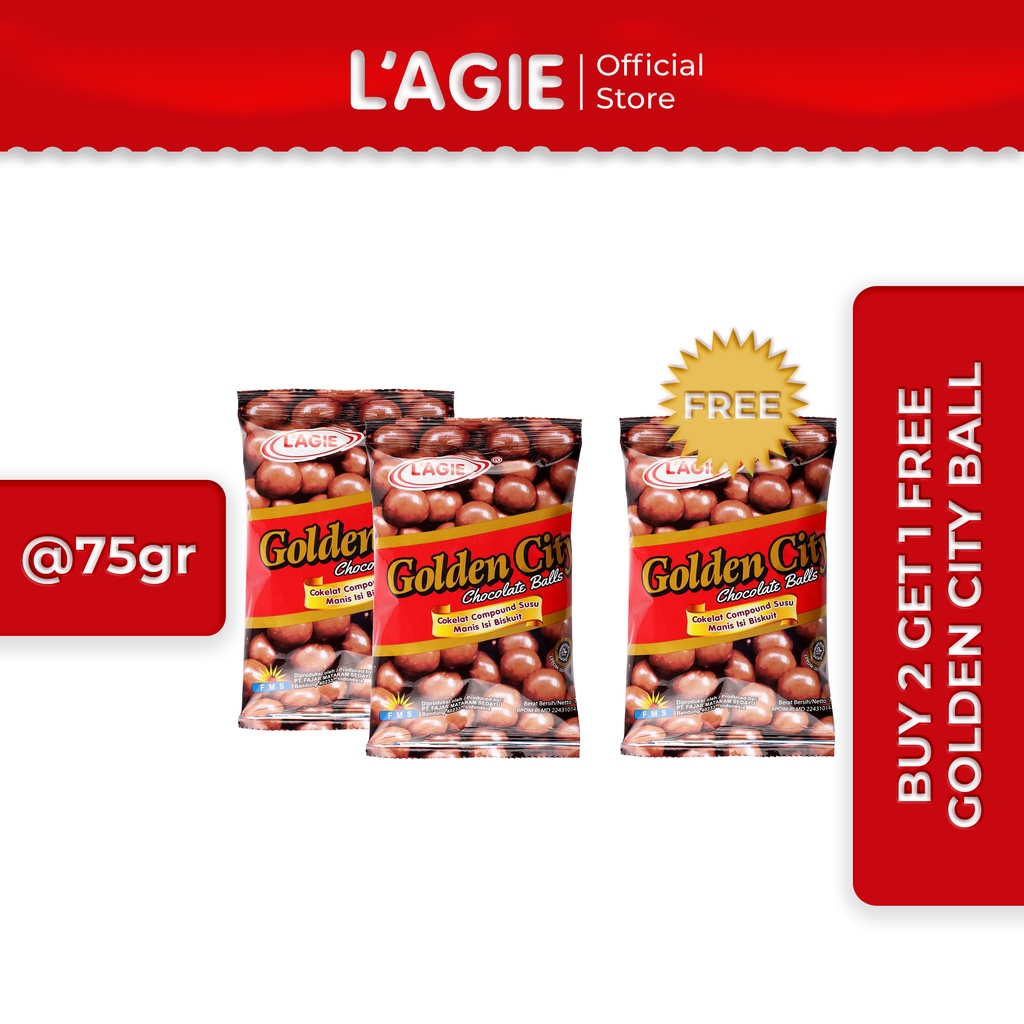 

BUY 2 GET 1 FREE Lagie Coklat Biskuit Golden City Ball @75gr