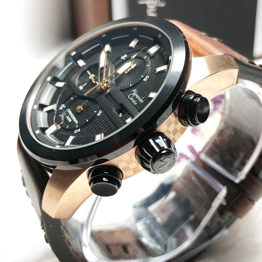 ORIGINAL Jam Tangan Pria Alexandre Christie AC 6562 / AC6562 / 6562 Garansi Resmi 1 Tahun. Leather