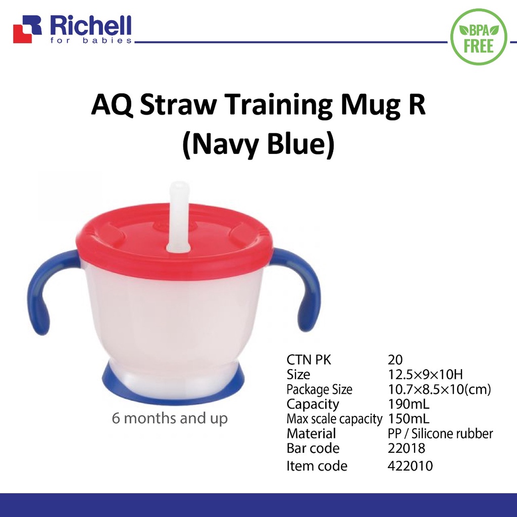 RICHELL AQ STRAW TRAINING MUG 150ML