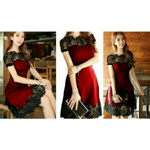 [Molly dress black VE]Dress wanita spandek varian warna