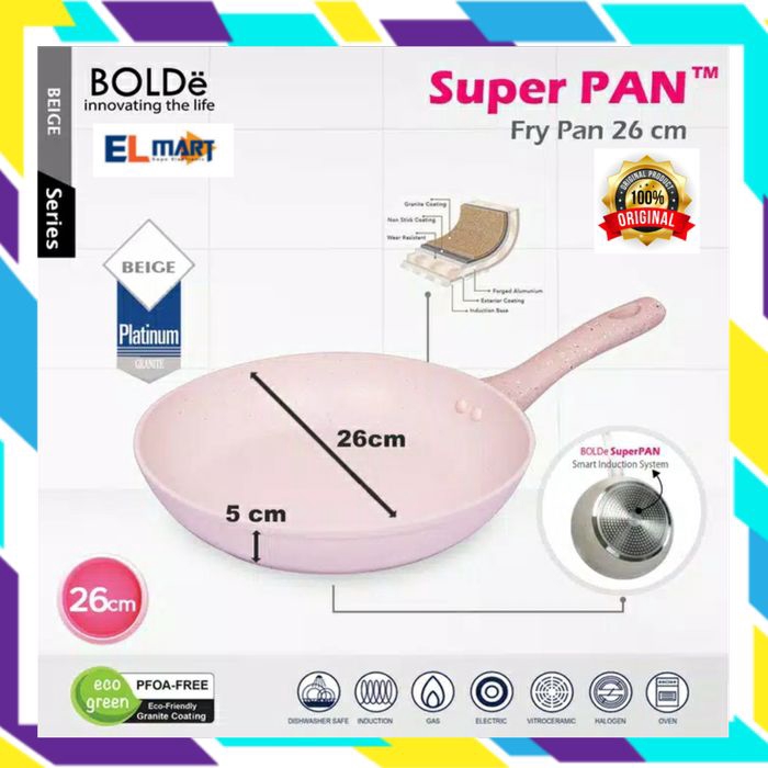 BOLDe super pan fry pan 26cm beige - frypan wajan induksi 26 cm-bolde 26 cm-frypan bolde