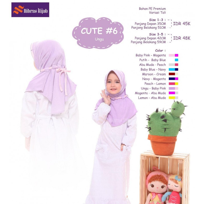 NIBRAS HIJAB CUTE PAD 06 BAHAN PE PREMIUM [BISA  COD]