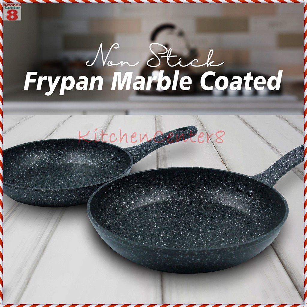 Wajan Teflon Anti Lengket Fry Pan Marble Coated Bahan Marmer Penggorengan Frying Pan Steincookware B