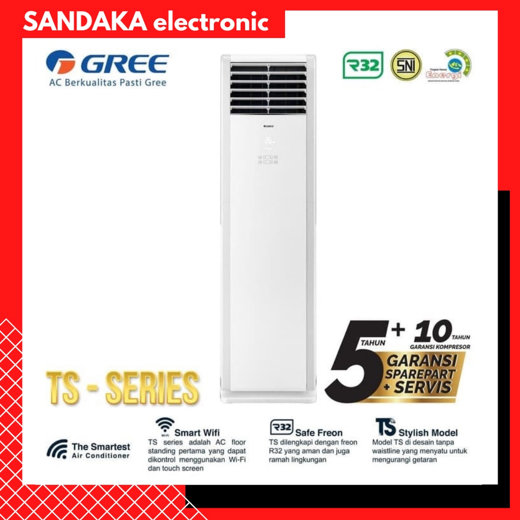 AC Gree Floor Standing Deluxe 2 PK 18TS Seri TS GVC Berdiri 2pk