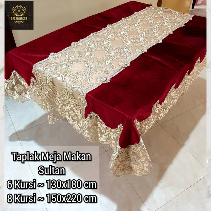 Taplak Meja Makan - Taplak Meja Makan Bordir Victorian Vintage Classic 6 - 8 Kursi Mewah