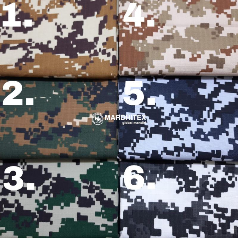 Jual Kain Loreng Army Digital Ripstop TR, High Quality, Eceran per 50cm ...
