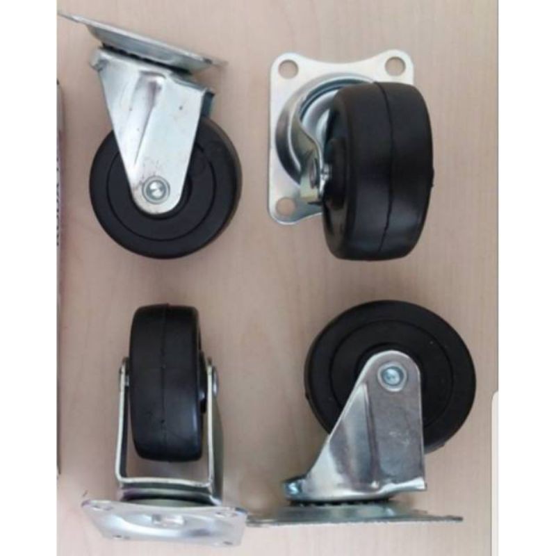 Roda Casters 2 inch Bulat dan gepeng / Roda Kursi / Roda Lemari Aluminium / Roda Show Case