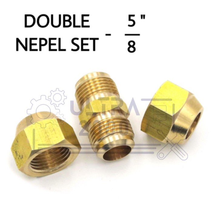 Double nepel Set 5/8 / Nepel Ac Mobil Angin Kompresor / Nepel Sambungan Selang / Alat Alat Ac