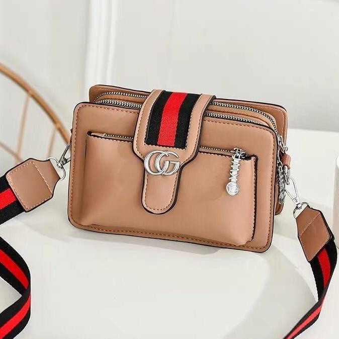 TAS SELEMPANG GC 2054 WANITA SLING BAG ORIGINAL IMPORT GUCCI MURAH NEW - Khaki