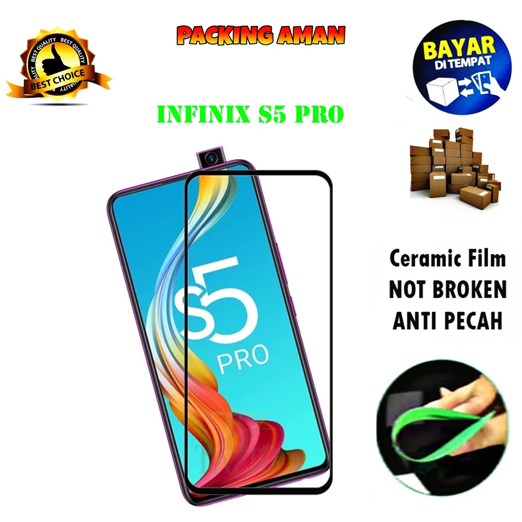 Tempered Glass Infinix S5 Pro FULL COVER FULL SCREEN Ceramic Film Anti Gores