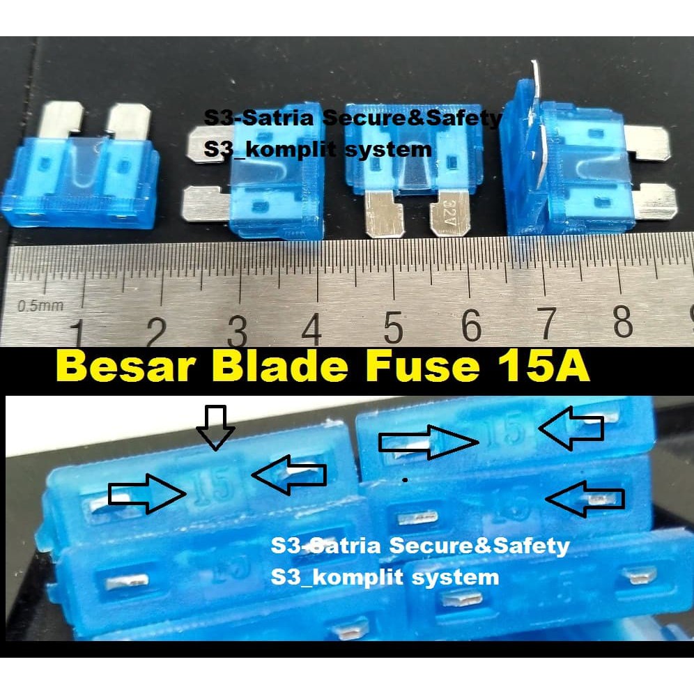 Besar Blade Fuse 15A tancep sekring mobil motor 15 A tancap