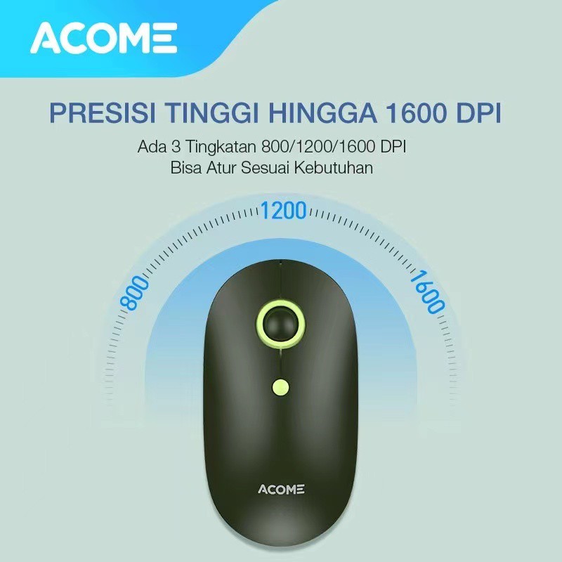 Acome Mouse Fashion Color Wireless Silent Click Ergonomic AM300 Garansi Resmi 1 Tahun